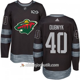 Män Ishockey Minnesota Wild Tröja Devan Dubnyk 40 1917-2017 100th Anniversary Adidas Svart Authentic